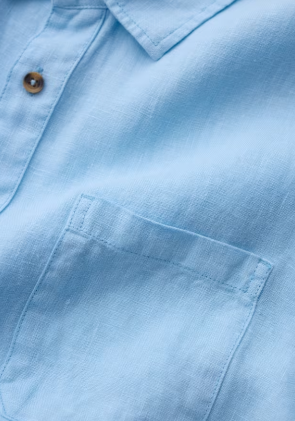 Seasalt Men's Carne Short Sleeve Linen Shirt Waterfall