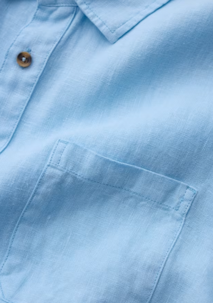 Seasalt Men's Carne Short Sleeve Linen Shirt Waterfall
