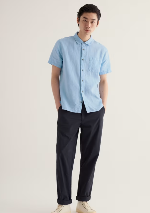Seasalt Men's Carne Short Sleeve Linen Shirt Waterfall