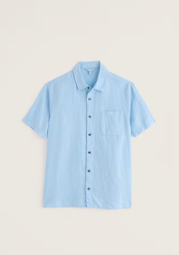 Seasalt Men's Carne Short Sleeve Linen Shirt Waterfall