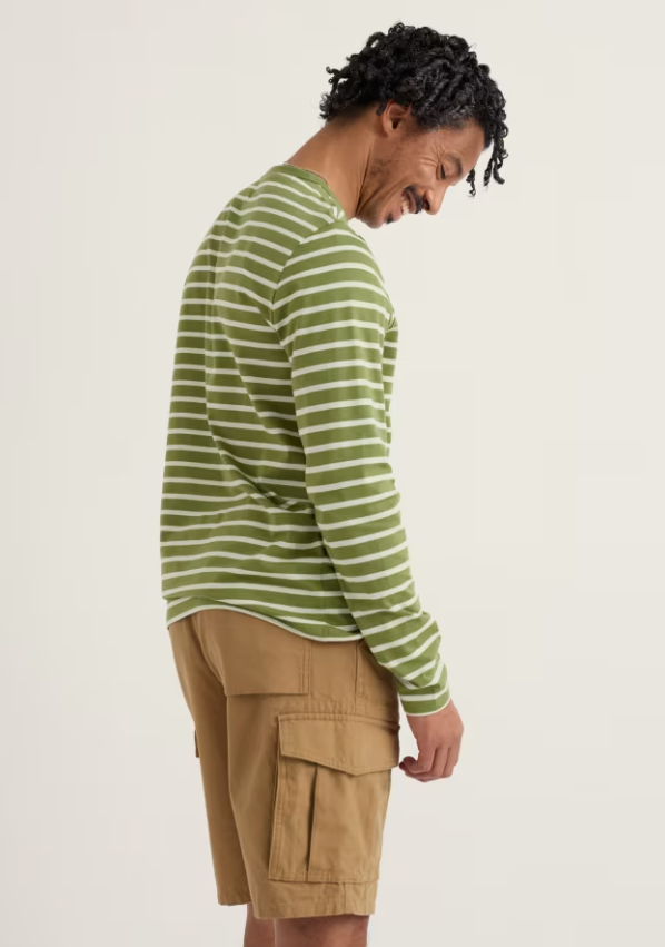 Seasalt Men's Crew Neck Sailor Shirt Breton Grasshopper