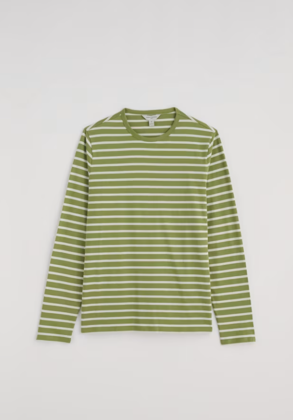 Seasalt Men's Crew Neck Sailor Shirt Breton Grasshopper