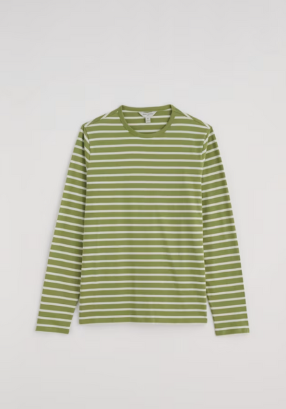 Seasalt Men's Crew Neck Sailor Shirt Breton Grasshopper