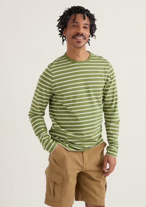 Seasalt Men's Crew Neck Sailor Shirt Breton Grasshopper
