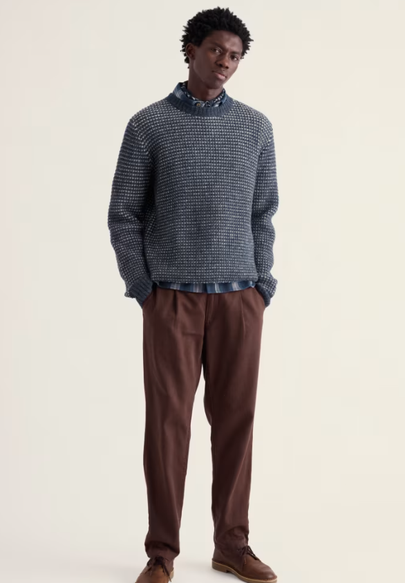 Seasalt Men's Crowlas Knitted Fair Isle Wool Jumper Squall. Men's wool jumper that's Regular fit with Crew neck amd Ribbed hem and cuffs with Ribbed neckline that is Hand Wash In Cold Water. Material: 100% Wool
