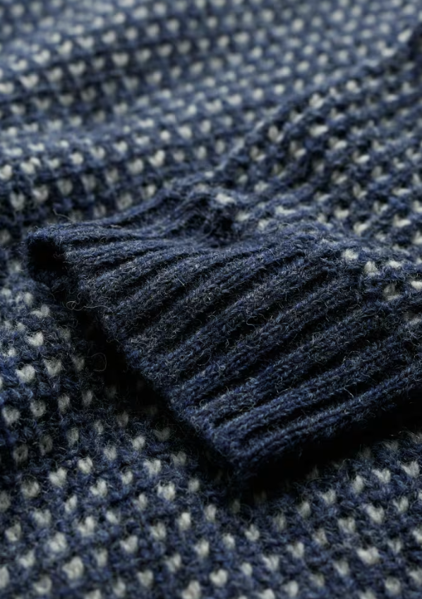 Seasalt Men's Crowlas Knitted Fair Isle Wool Jumper Squall. Men's wool jumper that's Regular fit with Crew neck amd Ribbed hem and cuffs with Ribbed neckline that is Hand Wash In Cold Water. Material: 100% Wool