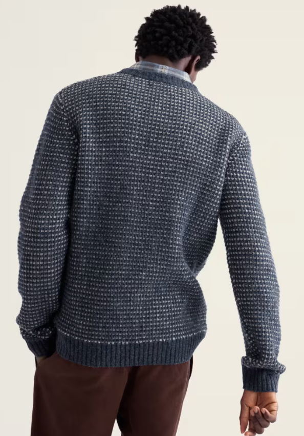 Seasalt Men's Crowlas Knitted Fair Isle Wool Jumper Squall