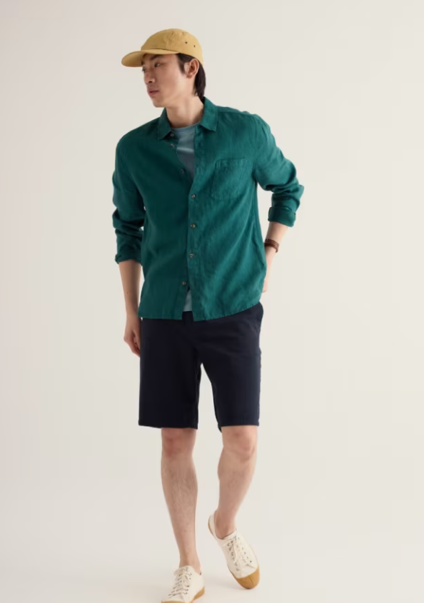 Seasalt Men's Curator Linen Shirt Dark Wreckage