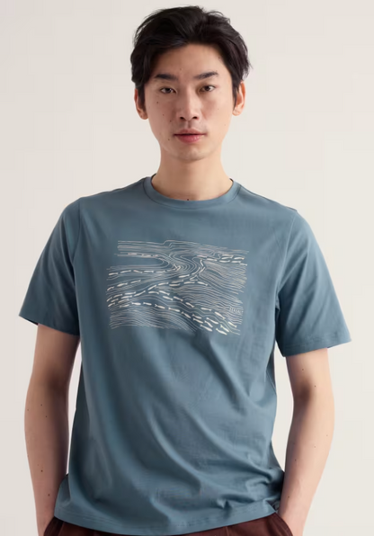 Seasalt Men's Midwatch Organic Cotton T-Shirt Estuary Fish Blue Slate