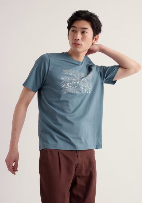 Seasalt Men's Midwatch Organic Cotton T-Shirt Estuary Fish Blue Slate