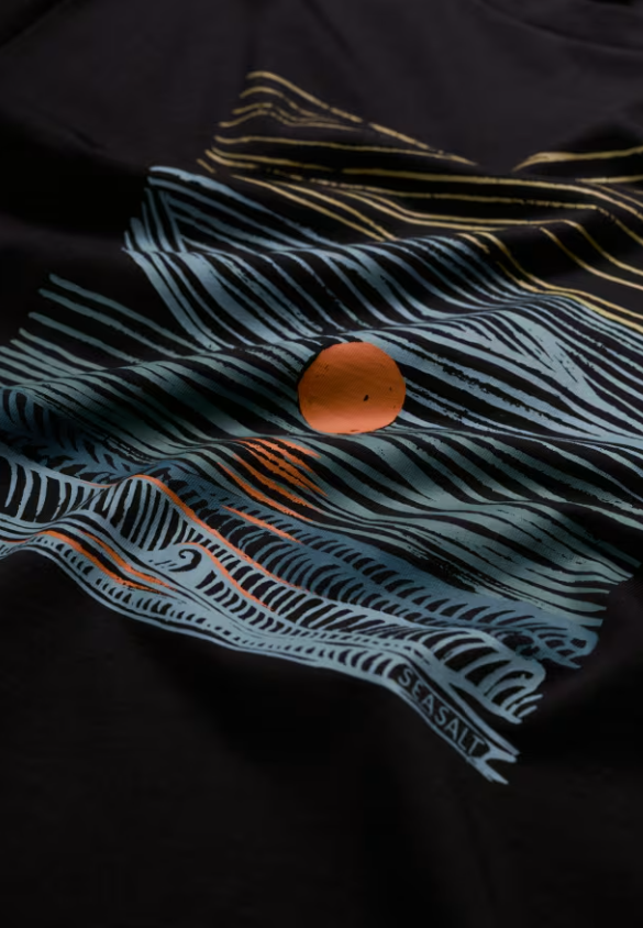 Seasalt Men's Midwatch Organic Cotton T-Shirt Godrevy Surf Onyx
