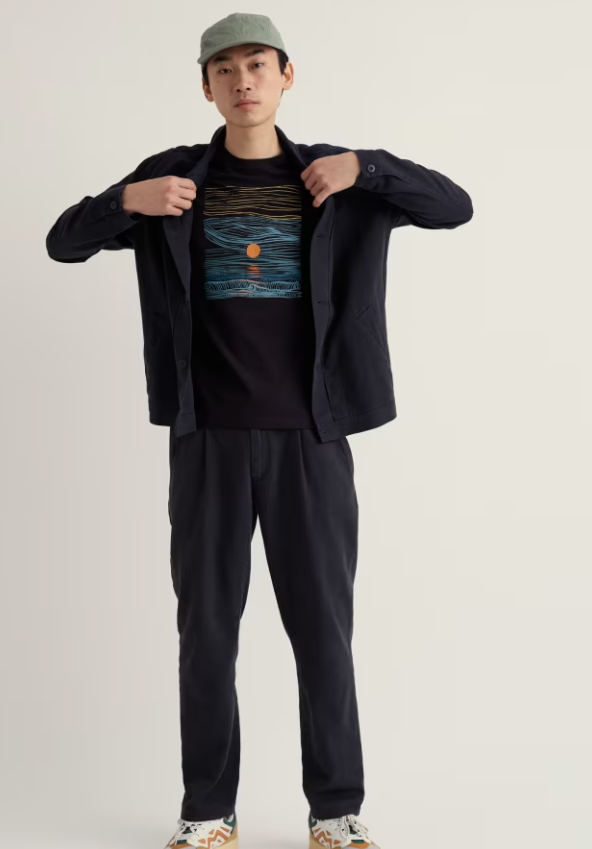 Seasalt Men's Midwatch Organic Cotton T-Shirt Godrevy Surf Onyx