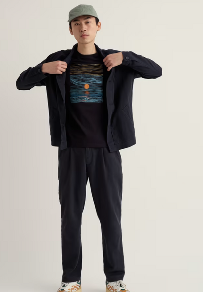 Seasalt Men's Midwatch Organic Cotton T-Shirt Godrevy Surf Onyx