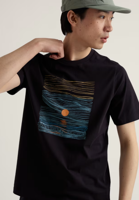 Seasalt Men's Midwatch Organic Cotton T-Shirt Godrevy Surf Onyx