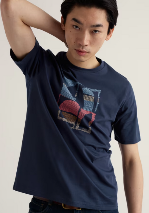 Seasalt Men's Midwatch Organic Cotton T-Shirt Helford Forms Maritime