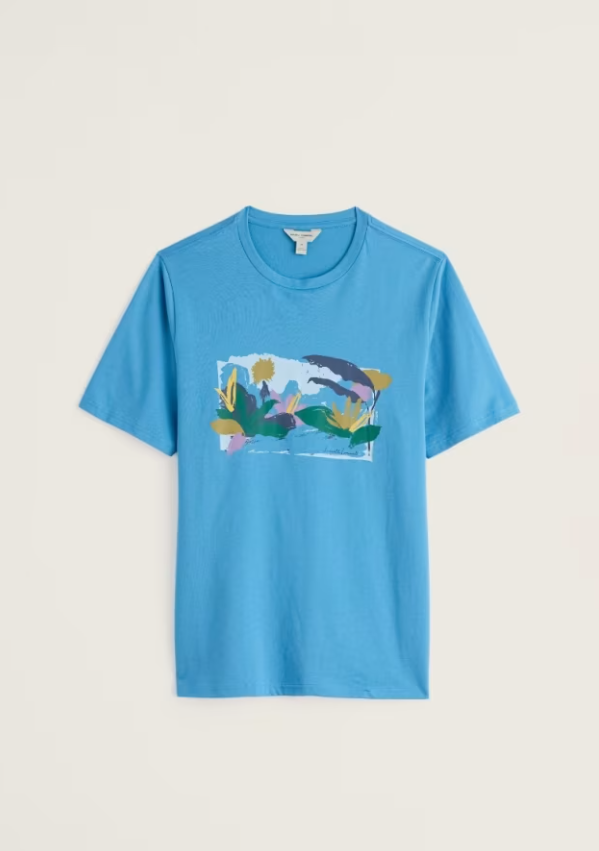 Seasalt Men's Midwatch Organic Cotton T-Shirt Helford Palms Paddle