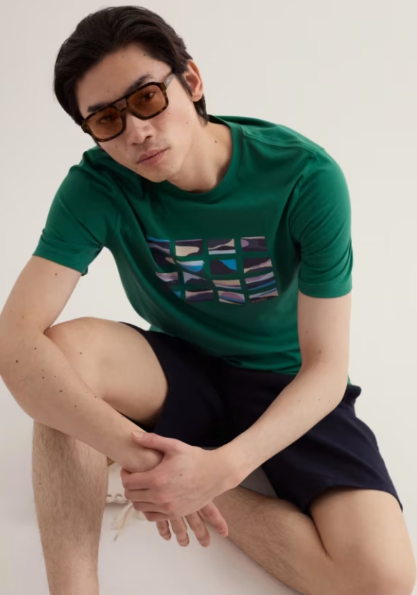 Seasalt Men's Midwatch Organic Cotton T-Shirt Mini Scenes Ruscus Leaf