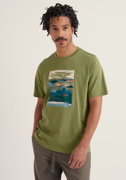 Seasalt Men's Midwatch Organic Cotton T-Shirt Mullion Landscape Grasshopper