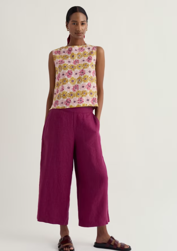 Seasalt Merrivale Linen Culottes Dark Freesia
