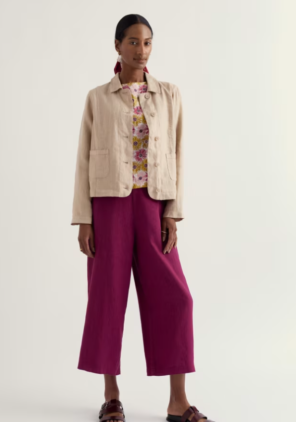 Seasalt Merrivale Linen Culottes Dark Freesia