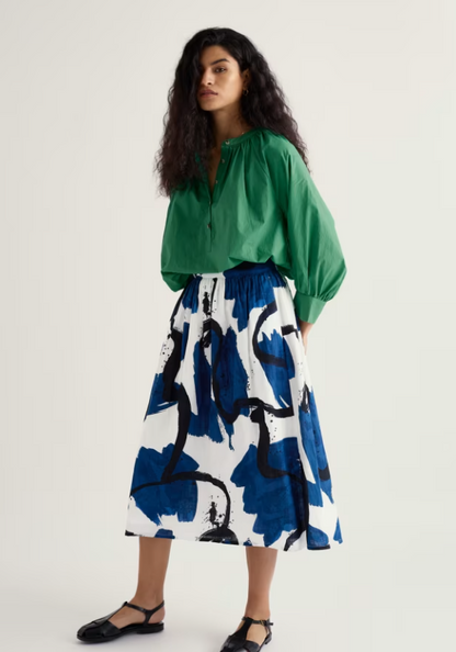 Seasalt Mevagissey Midi Skirt Paint Canvas Dark Voyage