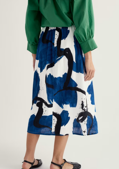 Seasalt Mevagissey Midi Skirt Paint Canvas Dark Voyage