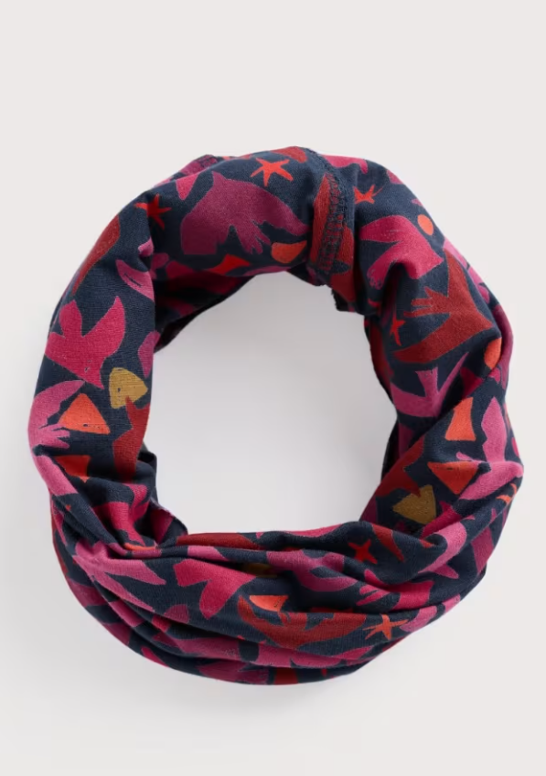 Patterned infinity scarf on a white background