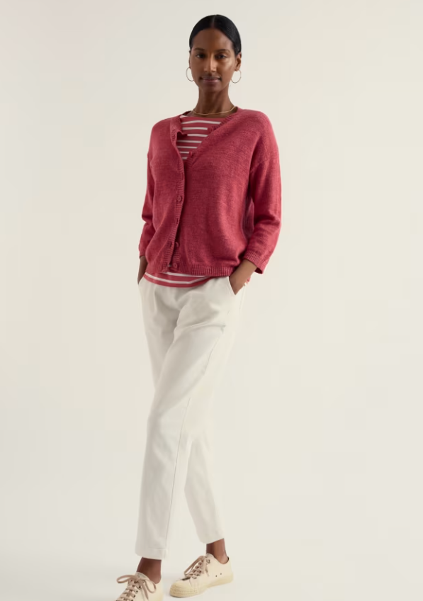 Seasalt Pentire Steps Linen & Organic Cotton Cardigan Echinacea