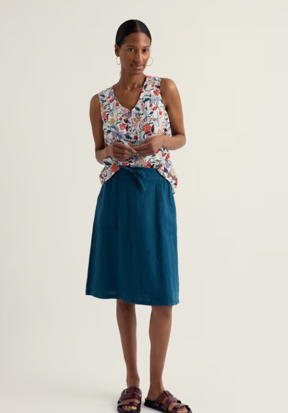 Seasalt Pepper Moth Linen Skirt Ocean Drift