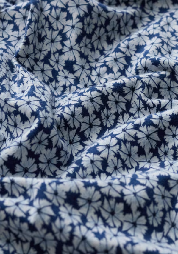 Seasalt Pier View Jersey Dress Bunched Cornflowers Dark Voyage