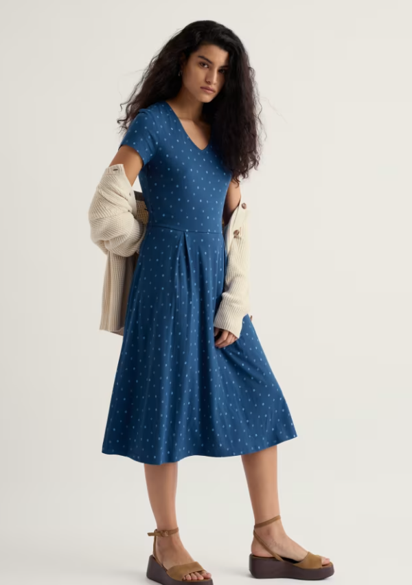 Seasalt Pier View Jersey Dress Little Sponge Spot Dark Voyage