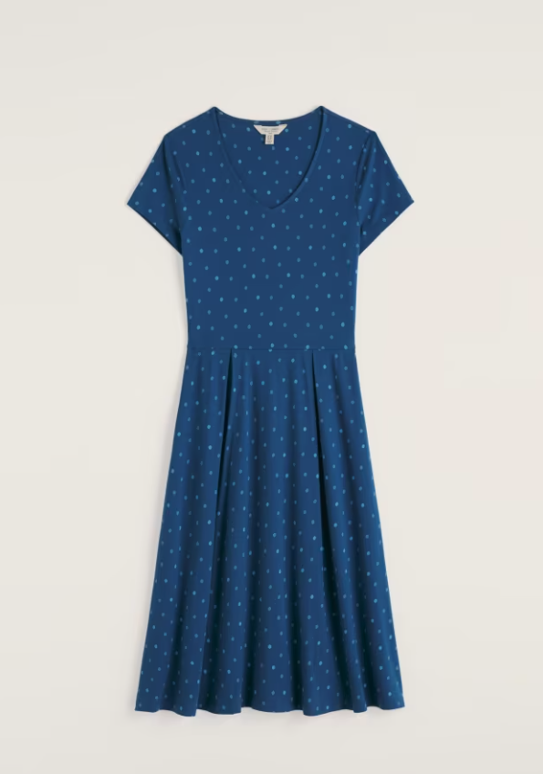 Seasalt Pier View Jersey Dress Little Sponge Spot Dark Voyage
