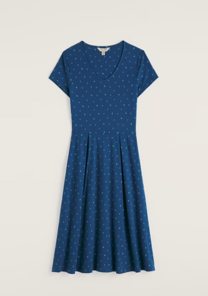 Seasalt Pier View Jersey Dress Little Sponge Spot Dark Voyage