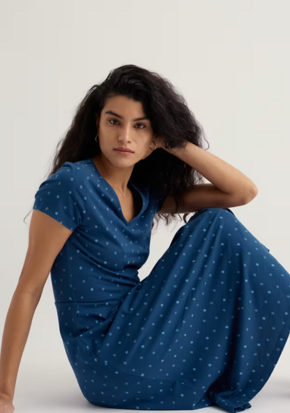 Seasalt Pier View Jersey Dress Little Sponge Spot Dark Voyage