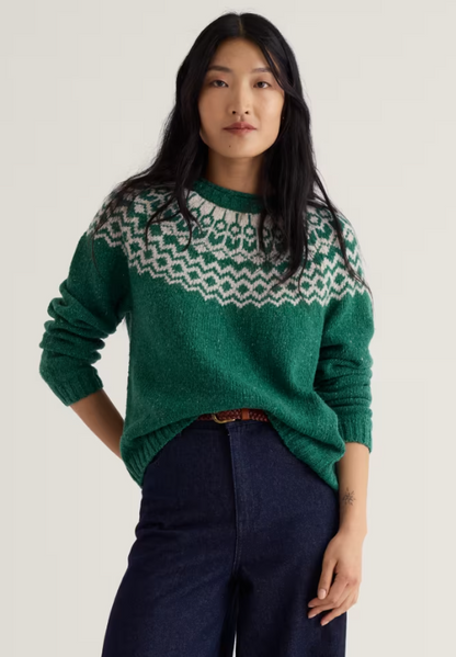 Seasalt Port Kinnis Fair Isle Jumper Wag Tail Dark Forage Mix