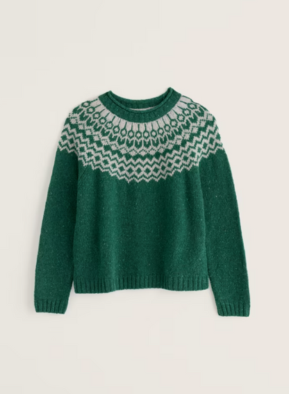 Seasalt Port Kinnis Fair Isle Jumper Wag Tail Dark Forage Mix