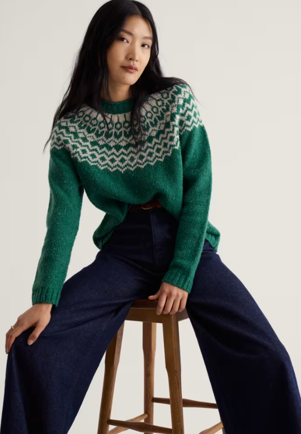 Seasalt Port Kinnis Fair Isle Jumper Wag Tail Dark Forage Mix