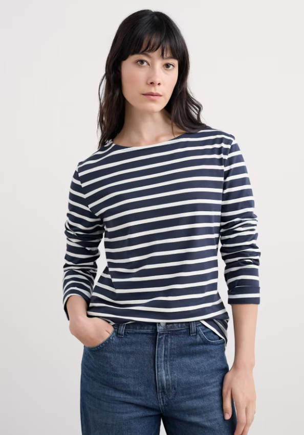 Seasalt Sailor Shirt Breton Maritime Chalk