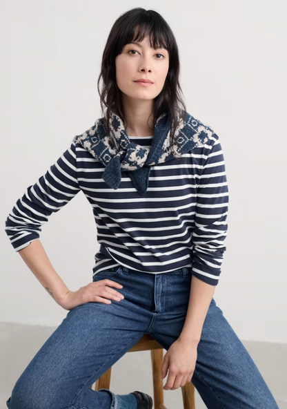 Seasalt Sailor Shirt Breton Maritime Chalk