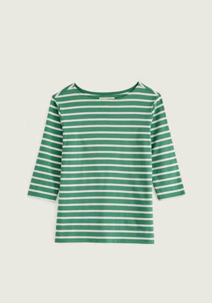 Seasalt Sailor 3/4 Sleeve Top Jersey Breton Pea Pod