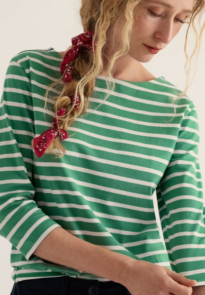 Seasalt Sailor 3/4 Sleeve Top Jersey Breton Pea Pod