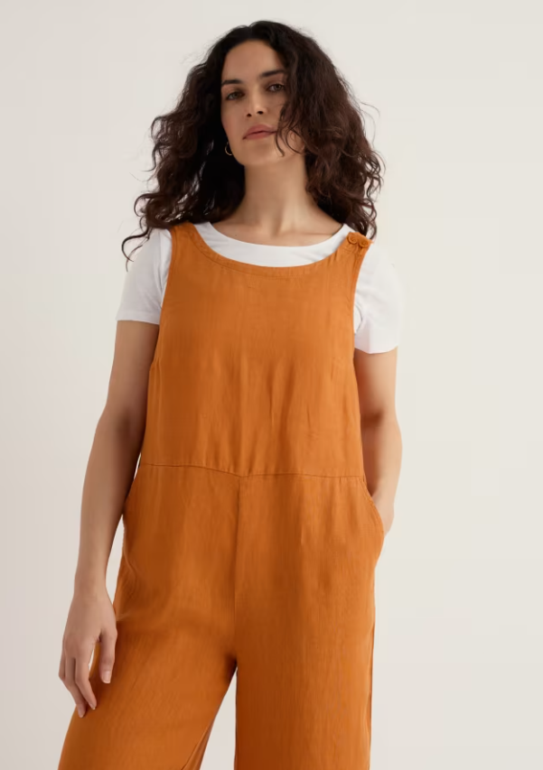 Seasalt Salt Air Wide Leg Linen Jumpsuit Amber