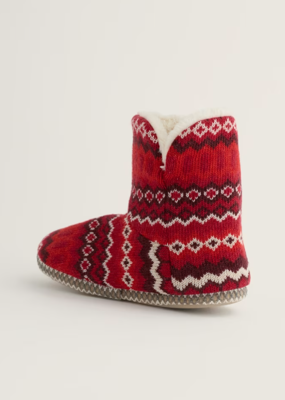 Seasalt Snooze Slipper Booties Modernist Vermillion Mix