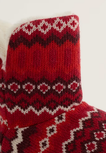Seasalt Snooze Slipper Booties Modernist Vermillion Mix