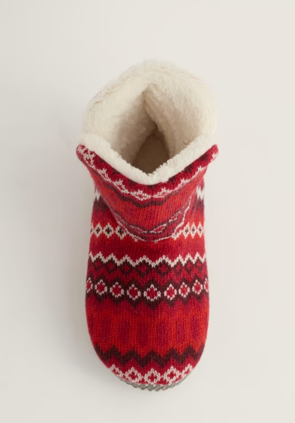 Seasalt Snooze Slipper Booties Modernist Vermillion Mix
