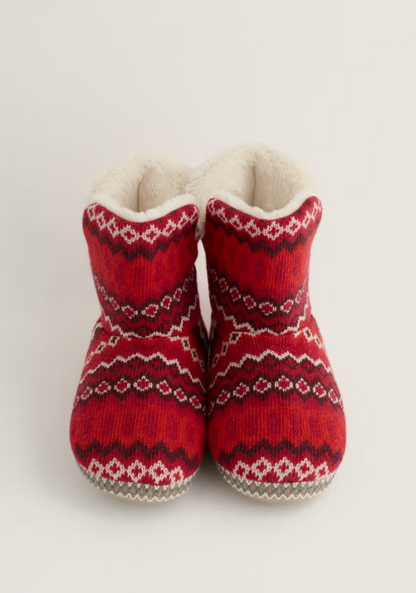 Seasalt Snooze Slipper Booties Modernist Vermillion Mix