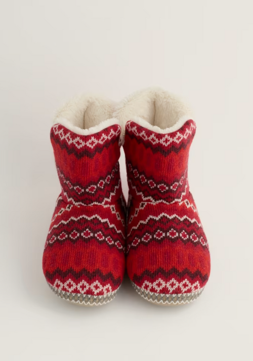 Seasalt Snooze Slipper Booties Modernist Vermillion Mix