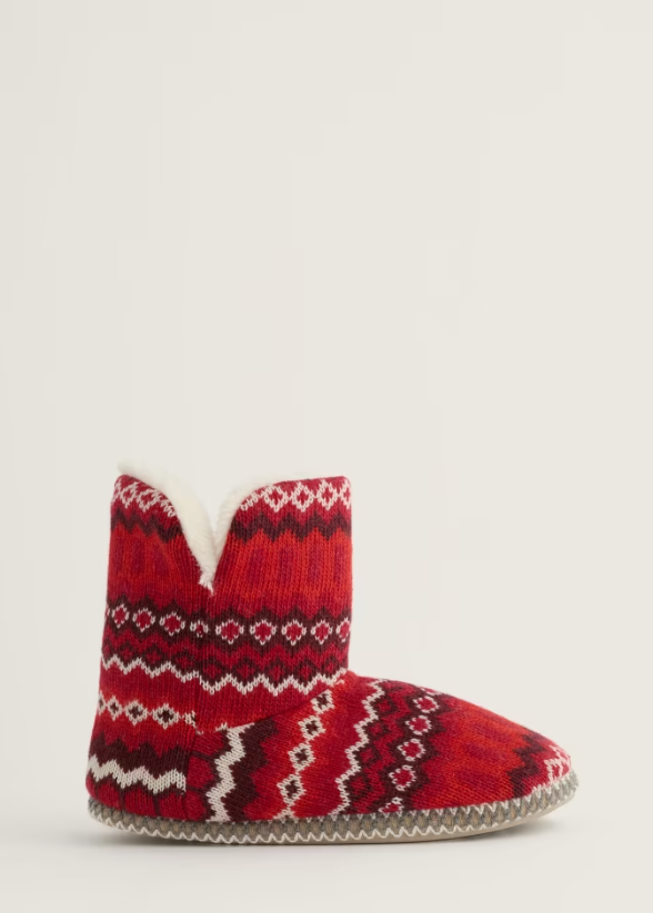 Seasalt Snooze Slipper Booties Modernist Vermillion Mix
