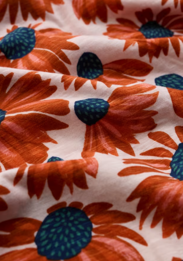Seasalt Studio Glass V-neck Jersey Inky Echinacea Chalk