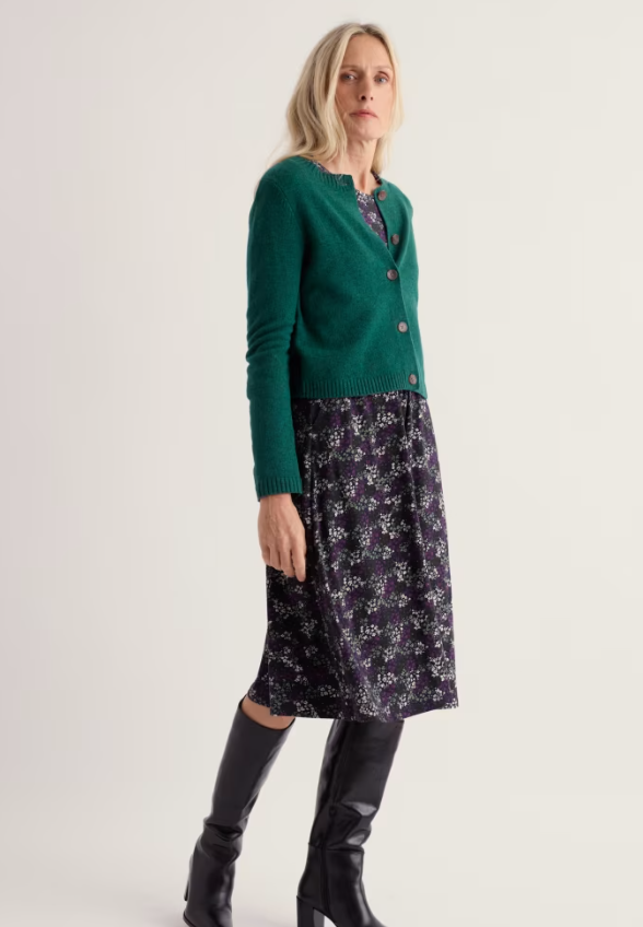 Seasalt Tern Tide Cardigan Dark Thyme womens Semi fitted with a Crew neck that's Button fastening and Ribbed hem and cuffs with Ribbed neckline that should be Hand Wash In Cold Water Material: 60% Merino Wool & 40% Nylon